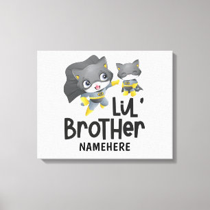 Eget namn på lilla Brother Superhjälte Cat Canvastryck