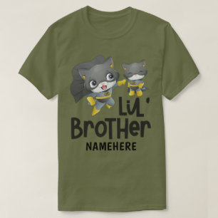 Eget namn på lilla Brother Superhjälte Cat T Shirt