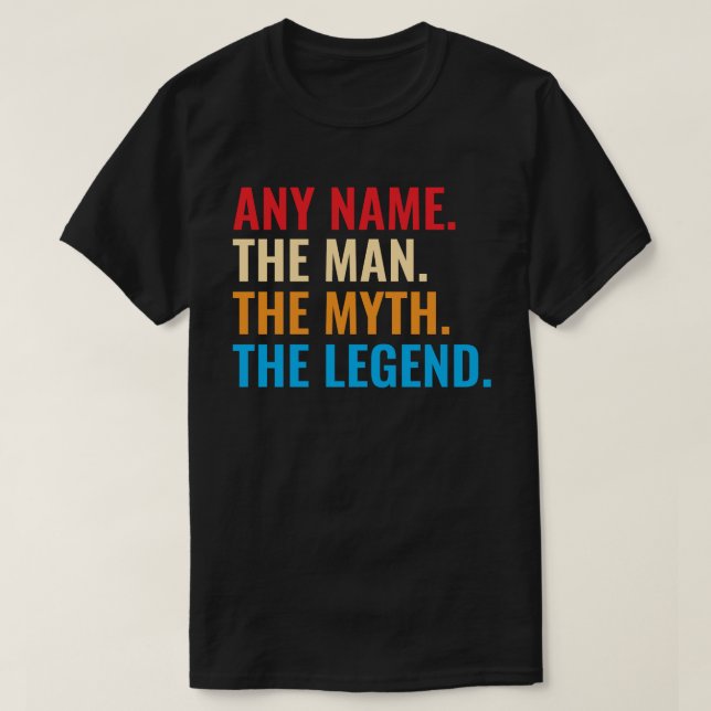Eget namn på mannen, myten om den förklarande retr t shirt (Design framsida)