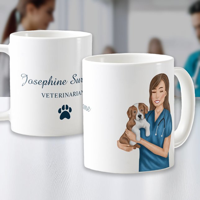 Eget namn på veterinär Doktor Vet Holding Puppy Kaffemugg (Skapare uppladdad)
