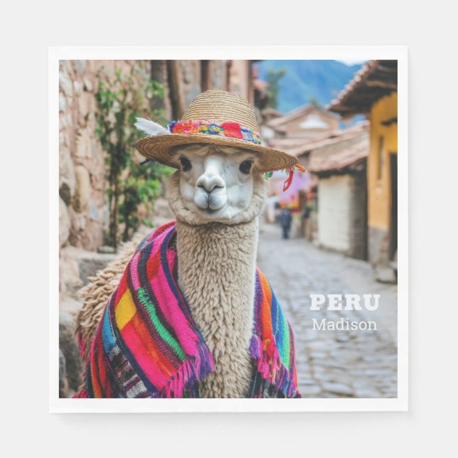 Eget namn Peru Llama Pappersservett (Framsidan)