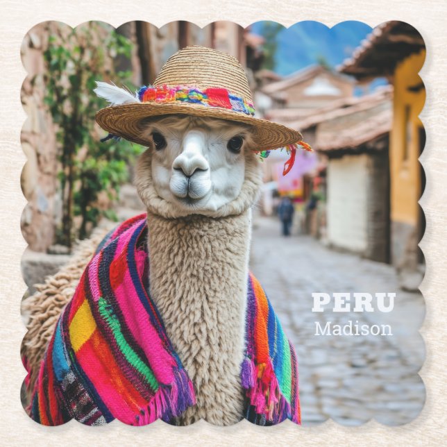 Eget namn Peru Llama Underlägg Papper (Framsida)