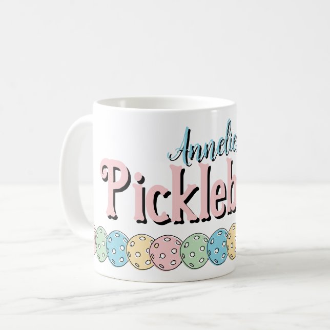 Eget namn Pickleballer Pickleball pastel söt Kaffemugg (Framsida vänster)
