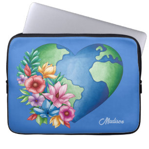 Eget namn Planet Earth Heart Laptop Fodral