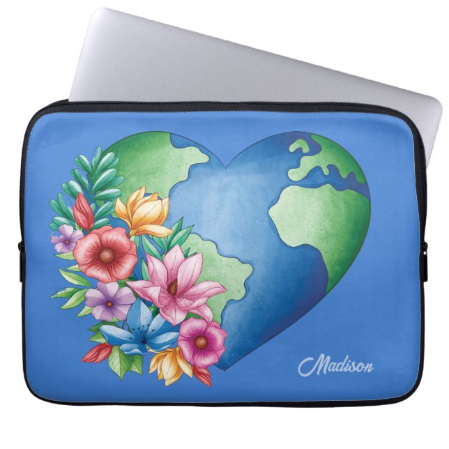 Eget namn Planet Earth Heart Laptop Fodral (Framsidan)