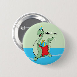Eget namn, pojke, födelsedagsdosinosaur knapp