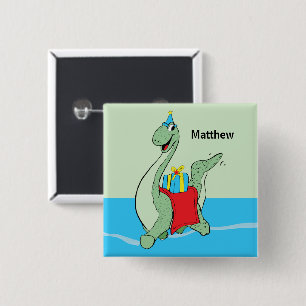 Eget namn, pojke, födelsedagsdosinosaur knapp