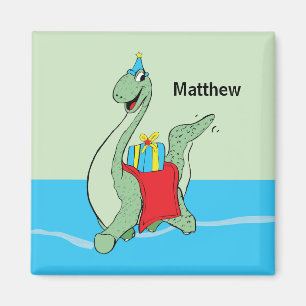 Eget namn, pojke, födelsedagsdosinosaur magnet