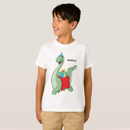 Eget namn, pojke, födelsedagsdosinosaur t shirt