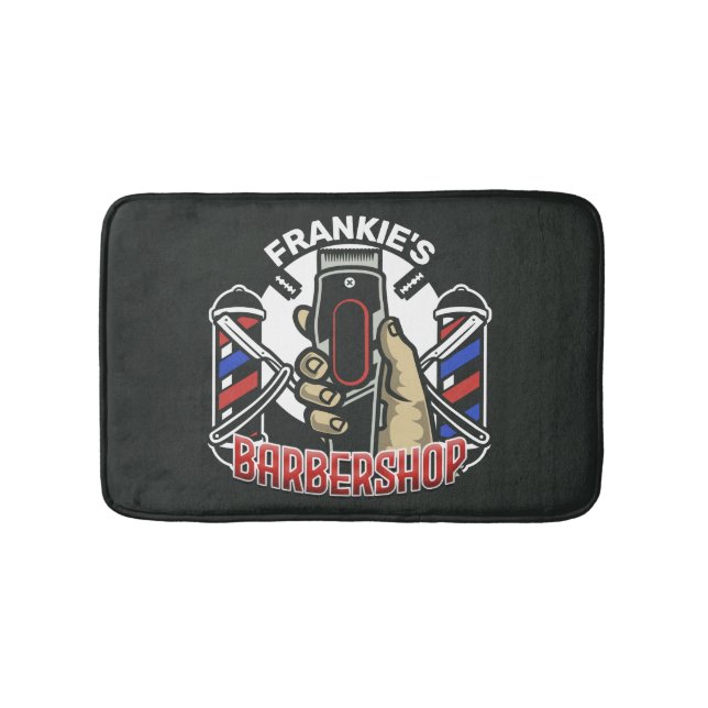 Eget namn Retro Barber Shop Pole Barbershop Badrumsmatta (Framsidan)