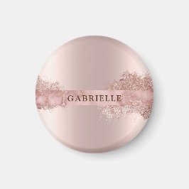 Eget namn ro guld glitter faux foil rosa magnet