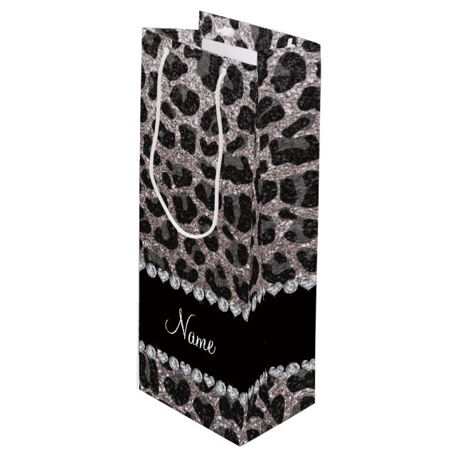 Eget namn silver glitter leopard spots (Framsidan Vinklad)