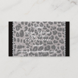 Eget namn silver glitter leopard spots visitkort
