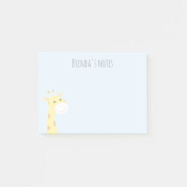 Eget namn Smildrande Giraffe Light Blue 4x3 Post-it Block