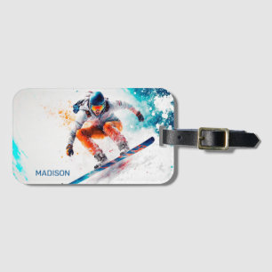 Eget namn Snowboarder-illustration Bagagebricka