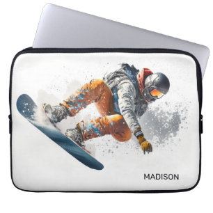 Eget namn Snowboarder-illustration Laptop Fodral