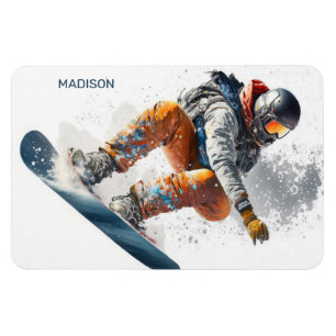 Eget namn Snowboarder-illustration Magnet