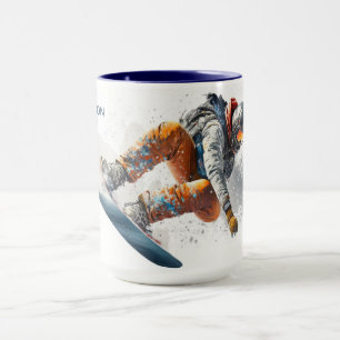 Eget namn Snowboarder-illustration Mugg