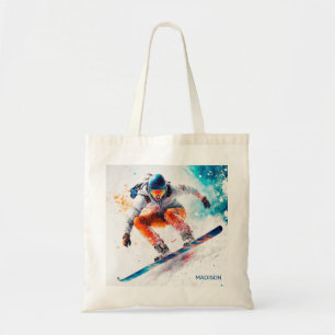 Eget namn Snowboarder-illustration Tygkasse