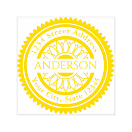 Eget namn Solrosrunda Returadress Självfärgande Stämpel