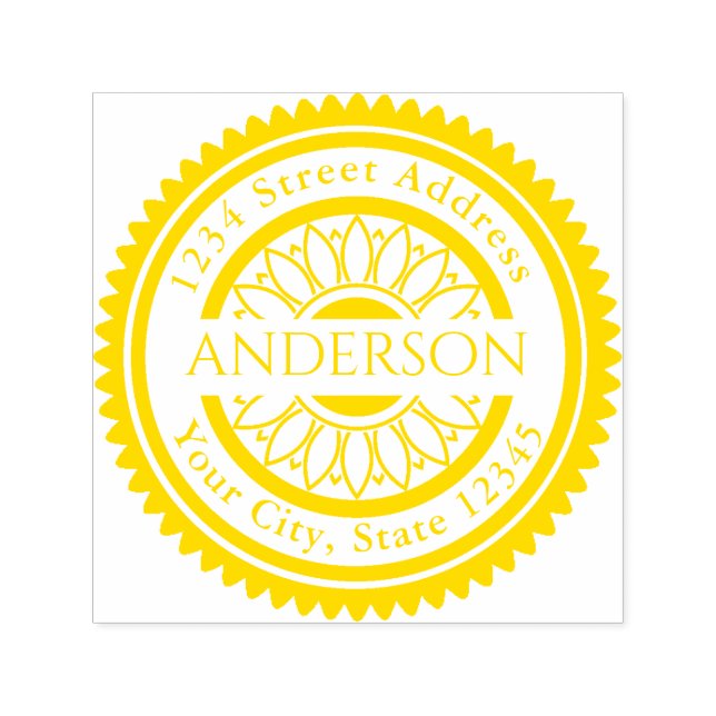 Eget namn Solrosrunda Returadress Självfärgande Stämpel (Design)