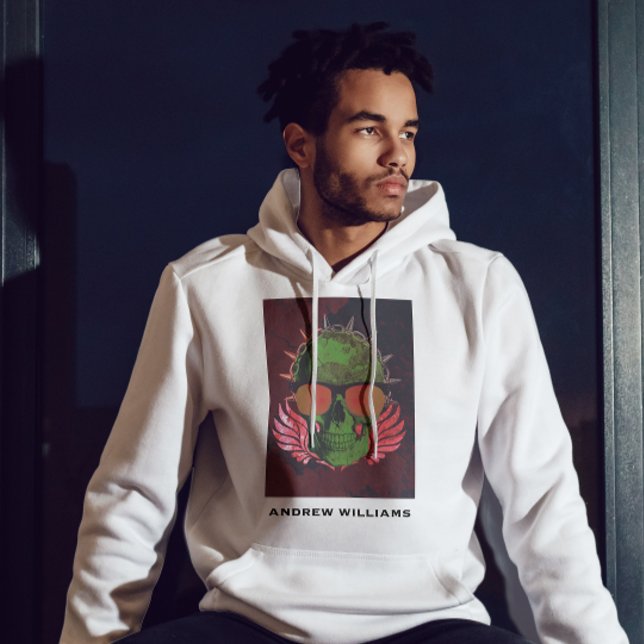 Eget namn Spooky Gothic Skeleton Graphic Skull Hoodie (Skapare uppladdad)