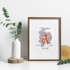 Eget namn Text Ballet Pointe Shoes Ballerina Fototryck