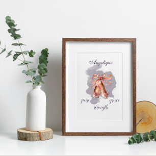 Eget namn Text Ballet Pointe Shoes Ballerina Fototryck