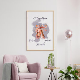 Eget namn Text Ballet Pointe Shoes Ballerina Poster
