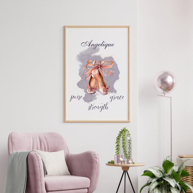 Eget namn Text Ballet Pointe Shoes Ballerina Poster (Skapare uppladdad)