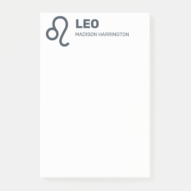 Eget namn/text & Färg Zodiac-tecken Leo Post-it Block (Framsida)