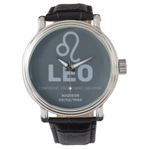 Eget namn/text zodiac-tecken Leo Armbandsur
