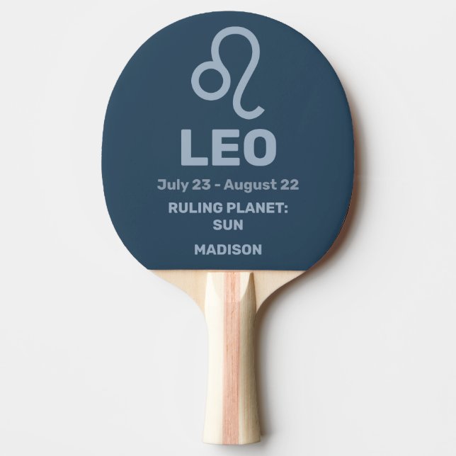 Eget namn/text zodiac-tecken Leo Pingisracket (Framsidan)