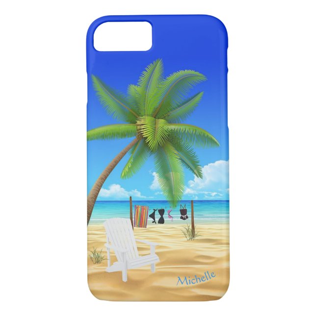 Eget namn - Tropical Beach Scene Case-Mate iPhone Skal (Baksida)