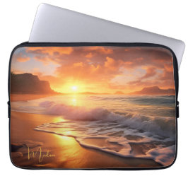 Eget namn Tropical Beach Sunset Laptop Fodral