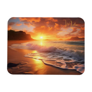 Eget namn Tropical Beach Sunset Magnet