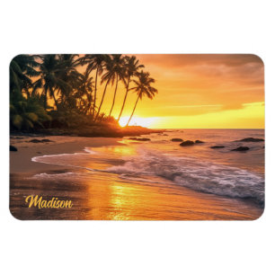 Eget namn Tropical Beach Sunset Magnet