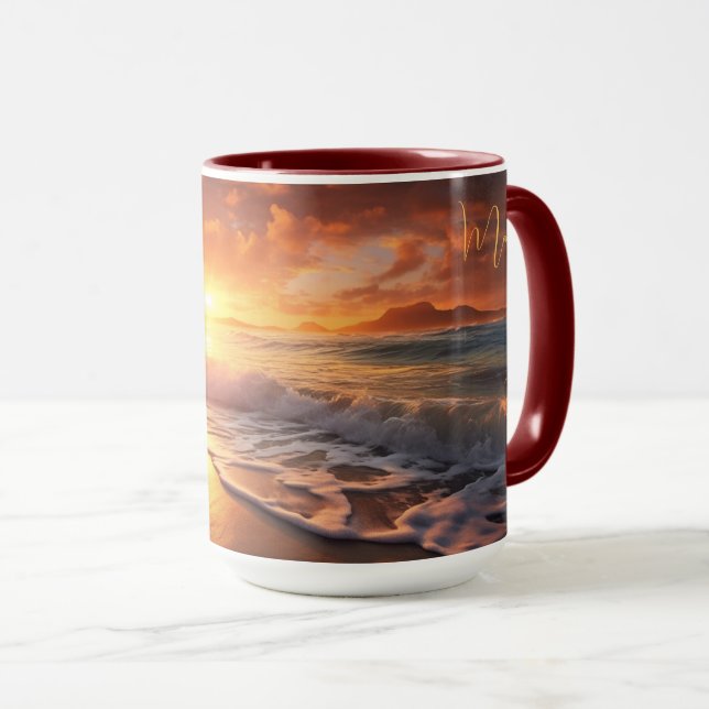 Eget namn Tropical Beach Sunset Mugg (Framsida höger)