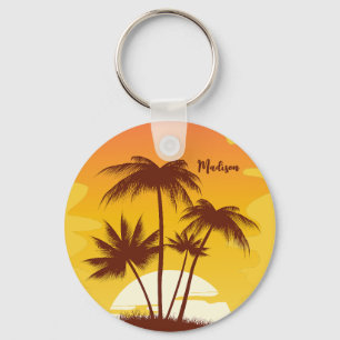 Eget namn Tropical Island Sunset Nyckelring