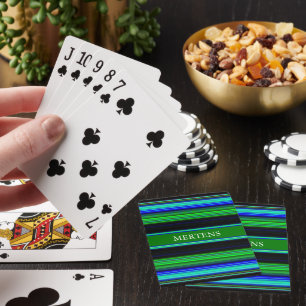 Eget namn Tunn Rand Grönt Blue Black Casinokort