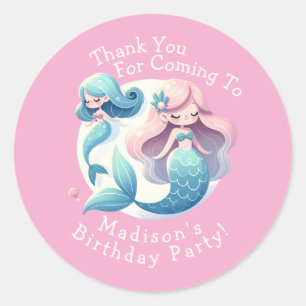 Eget namn Tute Sjöjungfru Tema Magic Birthday Runt Klistermärke