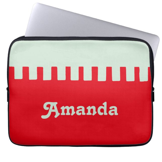 Eget namn Unikt Red Mönster Laptop Sleeve (Framsidan)