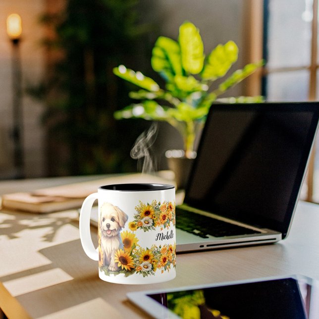 eget namnskript blommor söt mariy hund teckning Två-Tonad mugg (Skapare uppladdad)