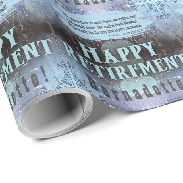 Eget namntextmeddelande blå Pension Presentpapper (Rullad Hörn)