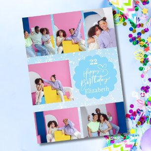 Eget sojabilt 7-fotokollage födelsedagskort hälsningskort