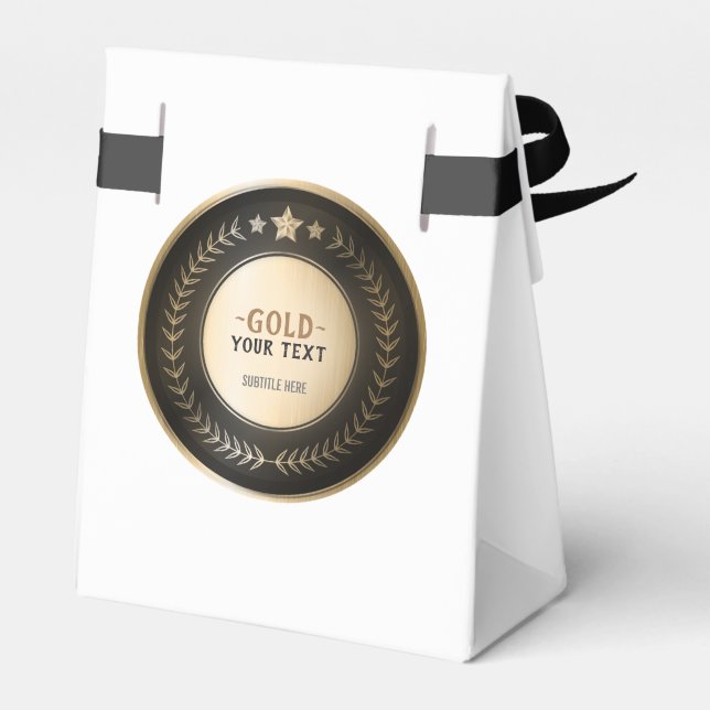 EGET TRYCK DIY MEDALJ Guld #1 LÄGG TILL DIN LOGO e Presentaskar (Baksidan Sidan)