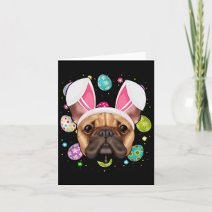 Egg Älskare Bunny Ear Fransk Bulldog Ansikte Påsk Kort