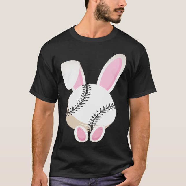 Egg Baseball Rabbit Bunny Ears Funny Easter Day Pl T Shirt (Framsida)