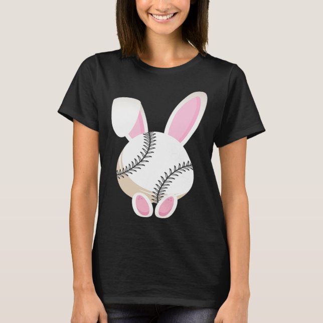 Egg Baseball Rabbit Bunny Ears Funny Easter Day Pl T Shirt (Framsida)