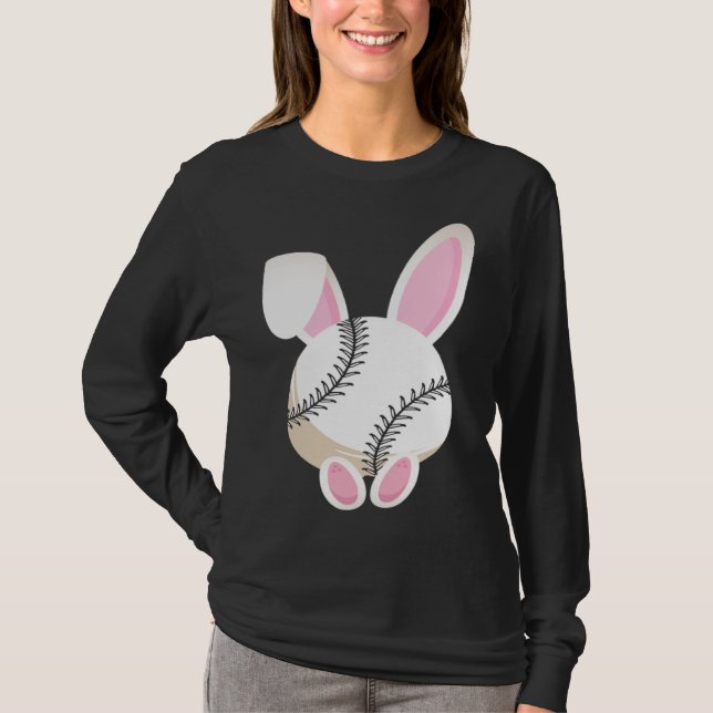 Egg Baseball Rabbit Bunny Ears Funny Easter Day Pl T Shirt (Framsida)